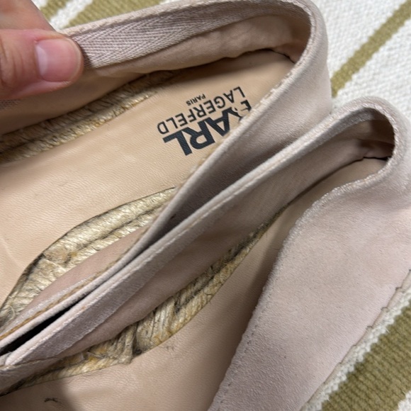 Karl Lagerfeld Paris Blush Pink Espadrille Flats Abby Suede Slip-On sz 7.5 - Picture 2 of 7
